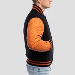 Men’s Black-Orange Varsity Letterman Jacket | Custom Team & Fashion Outerwear by Gotham Sporting Goods - Image 2