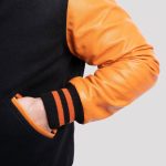 Men’s Black-Orange Varsity Letterman Jacket | Custom Team & Fashion Outerwear by Gotham Sporting Goods - Image 3