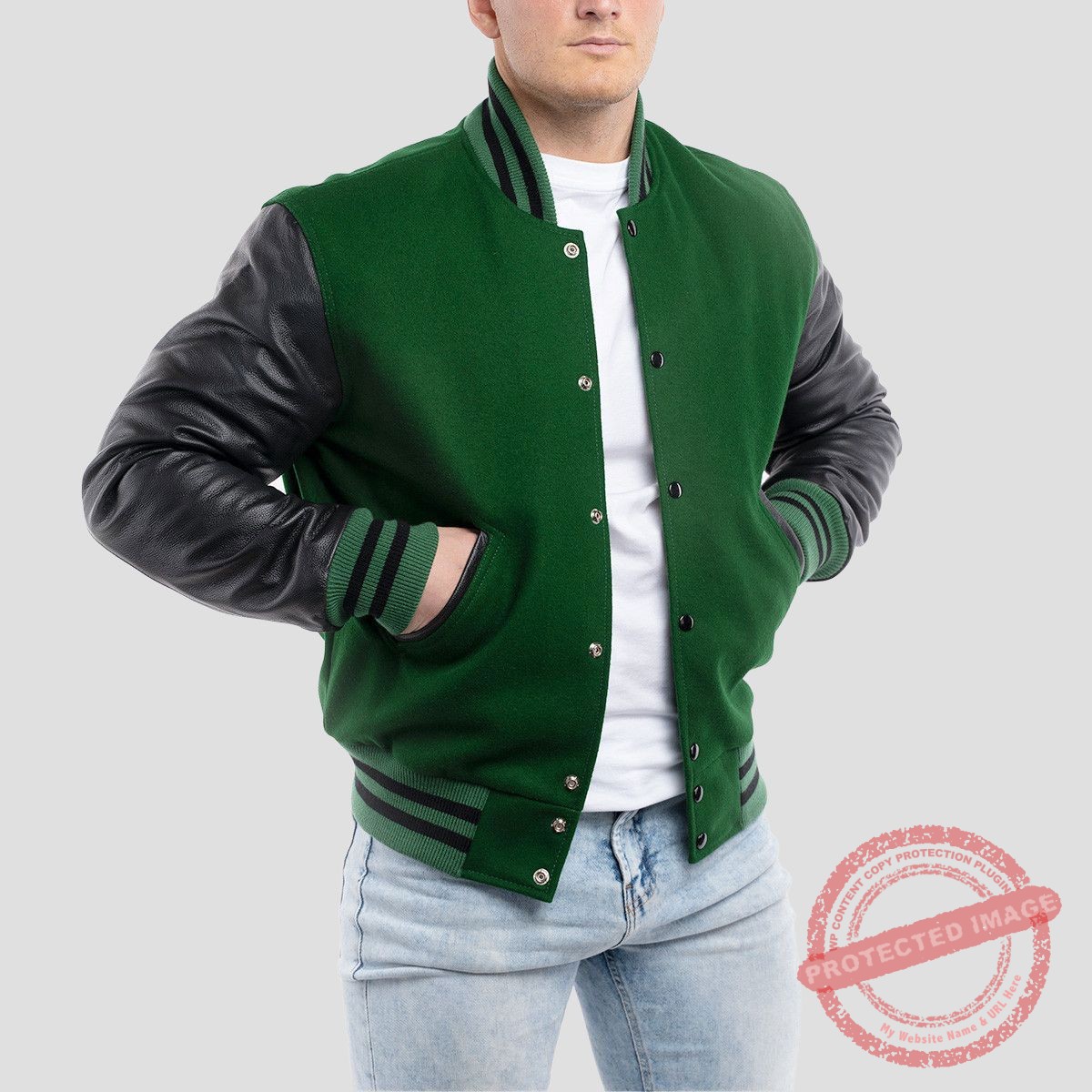 Gotham Sporting Goods Custom Varsity Letterman Jacket Men Green & Black GSG-01 Men’s Green-Black Varsity Jacket | Custom Team Uniform Jacket by Gotham Sporting Goods - Image 1