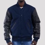 Men’s Navy-Black Custom Street Varsity Jacket | Wool & Leather Jacket by Gotham Sporting Goods