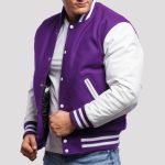 Men’s Purple-White Varsity Letterman Jacket | Custom Team & Fashion Jacket by Gotham Sporting Goods - Image 4