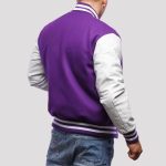 Men’s Purple-White Varsity Letterman Jacket | Custom Team & Fashion Jacket by Gotham Sporting Goods - Image 5