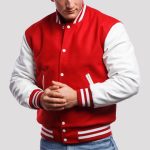 Premium Custom Red-White Varsity Jacket for Men | Wool & Leather Letterman by Gotham Sporting Goods