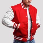 Premium Custom Red-White Varsity Jacket for Men | Wool & Leather Letterman by Gotham Sporting Goods - Image 2